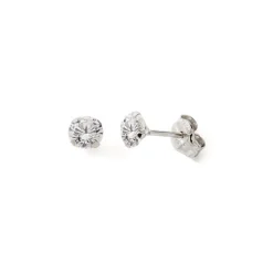 Boucles d'Oreilles Puces Enfant EDORA COLLECTION ESSENTIAL 4 GRIFFES Or 375/1000 Blanc