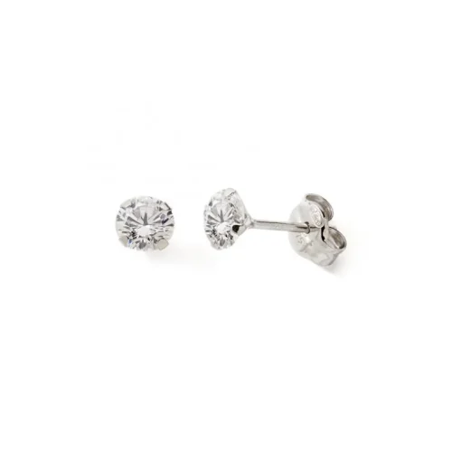 Boucles d'Oreilles Puces Enfant EDORA COLLECTION ESSENTIAL 4 GRIFFES Or 375/1000 Blanc