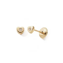 Boucles d'Oreilles Puces Enfant EDORA COLLECTION ESSENTIAL MINI COEUR Or 375/1000