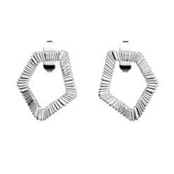 Boucles d'Oreilles Puces Femme LES CADETTES PLISSÉ Laiton Argenté