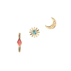 Boucles d'Oreilles Puces Femme LES CADETTES FELICIDAD Laiton Doré