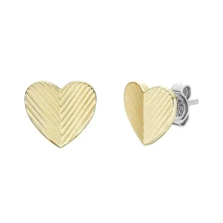 Boucles d'Oreilles Puces Femme FOSSIL HARLOW LINEAR TEXTURE Acier Bicolore
