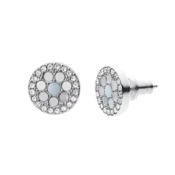 Boucles d'Oreilles Puces Femme FOSSIL MOSAIC Acier Argenté