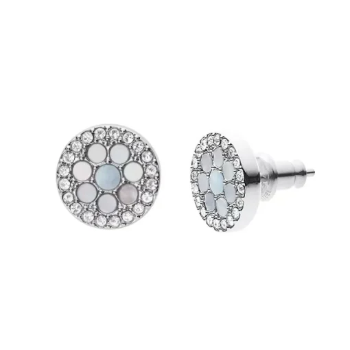 Boucles d'Oreilles Puces Femme FOSSIL MOSAIC Acier Argenté