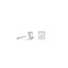 Boucles d'Oreilles Puces Femme CŒUR DE LION Acier Argenté Cristaux Blancs