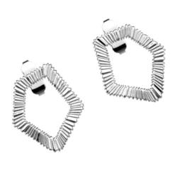 Boucles d'Oreilles Puces Femme LES CADETTES PLISSÉ Laiton Argenté