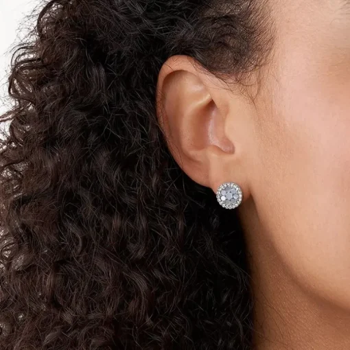 Boucles d'Oreilles Puces Femme FOSSIL MOSAIC Acier Argenté