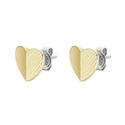 Boucles d'Oreilles Puces Femme FOSSIL HARLOW LINEAR TEXTURE Acier Bicolore