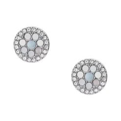 Boucles d'Oreilles Puces Femme FOSSIL MOSAIC Acier Argenté