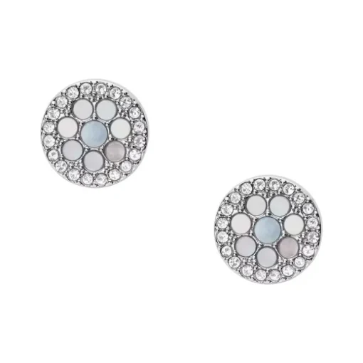 Boucles d'Oreilles Puces Femme FOSSIL MOSAIC Acier Argenté