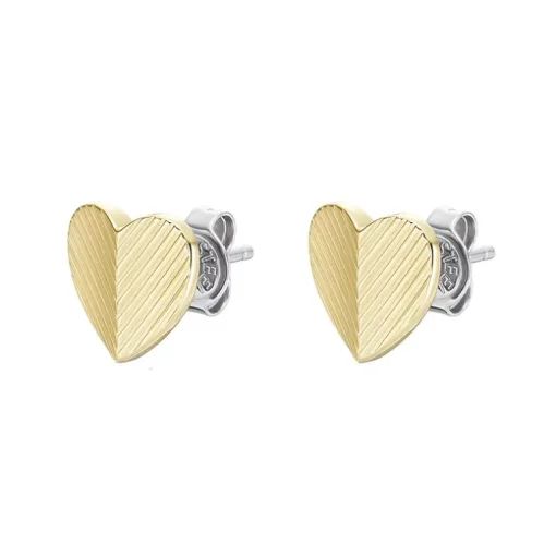 Boucles d'Oreilles Puces Femme FOSSIL HARLOW LINEAR TEXTURE Acier Bicolore