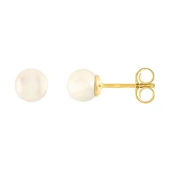 Boucles D'oreilles Puces OR 375/1000 Jaune et Perles
