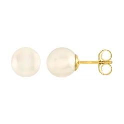 Boucles d'Oreilles Puces OR 375/1000 Jaune et Perles