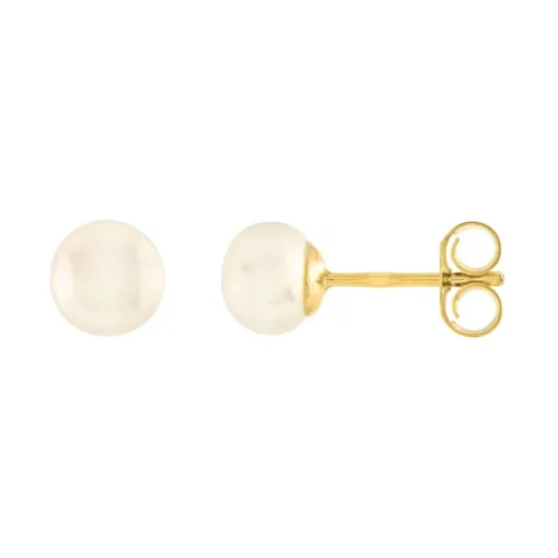 Boucles d'Oreilles Puces OR 375/1000 Jaune et Perles