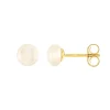 Boucles d'Oreilles Puces OR 750/1000 Jaune et Perles