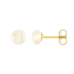 Boucles d'Oreilles Puces OR 750/1000 Jaune et Perles