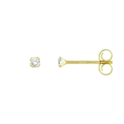 Boucles d'Oreilles Puces OR 375/1000 Jaune et Oxyde