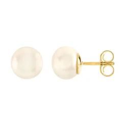 Boucles d'Oreilles Puces OR 750/1000 Jaune et Perles