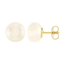 Boucles d'Oreilles Puces OR 750/1000 Jaune et Perles