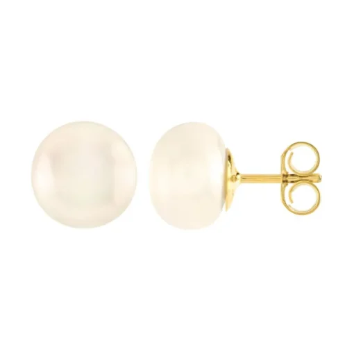 Boucles d'Oreilles Puces OR 750/1000 Jaune et Perles