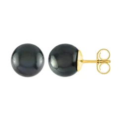 Boucles d'Oreilles Puces OR 750/1000 Jaune et Perles