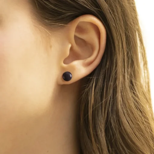 Boucles d'Oreilles Puces OR 750/1000 Jaune et Perles