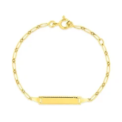 Bracelet Bébé Gourmette EDORA Or 375/1000 Jaune Maille Alternée EDO630019.4-14