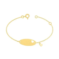 Bracelet Bébé Gourmette Cœur EDORA OR 750/1000 Jaune Maille Forçat EDOFR35BBD1-14