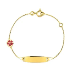Bracelet Bébé Gourmette Fleur EDORA Or 375/1000 Jaune Maille Forçat EDO9K605.5-14
