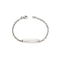 Bracelet Bébé Gourmette OR 375/1000 Blanc Maille Marine EDON9624G