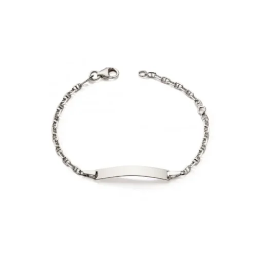 Bracelet Bébé Gourmette OR 375/1000 Blanc Maille Marine EDON9624G