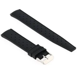 Bracelet Caoutchouc Fluorocarbone MatTROPIC 20/18mm Noir Sans couture Anse D’clic
