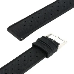 Bracelet Caoutchouc Fluorocarbone MatTROPIC 20/18mm Noir Sans couture Anse D’clic