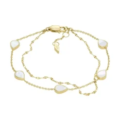 Bracelet Chaîne Femme FOSSIL TEARDROP Acier Doré Nacre