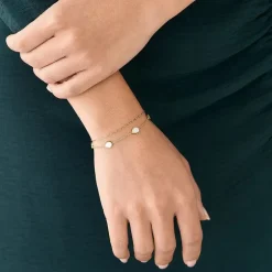Bracelet Chaîne Femme FOSSIL TEARDROP Acier Doré Nacre