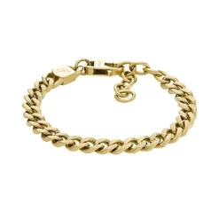 Bracelet Chaîne Homme 16.5CM FOSSIL HARLOW LINEAR TEXTURE Acier Doré