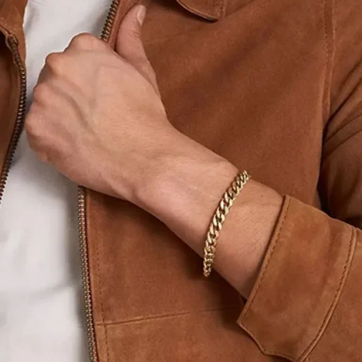 Bracelet Chaîne Homme 16.5CM FOSSIL HARLOW LINEAR TEXTURE Acier Doré
