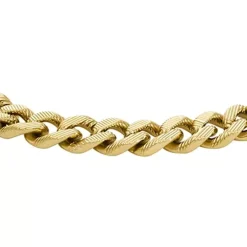 Bracelet Chaîne Homme 16.5CM FOSSIL HARLOW LINEAR TEXTURE Acier Doré