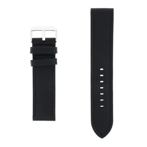 Bracelet Cuir Agneau Mat TASMAN 22/22mm Noir Couture T/T Doublure Agneau Noir