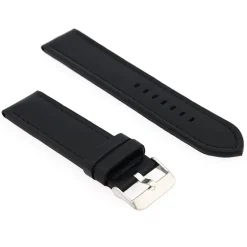 Bracelet Cuir Agneau Mat TASMAN 22/22mm Noir Couture T/T Doublure Agneau Noir