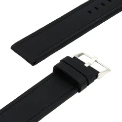 Bracelet Cuir Agneau Mat TASMAN 22/22mm Noir Couture T/T Doublure Agneau Noir