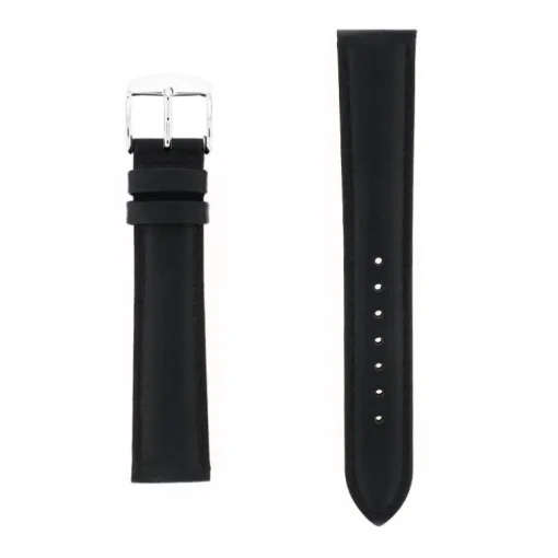 Bracelet Cuir Agneau SCREEN 18/16mm Noir Couture T/T Doublure Vachette nubuck
