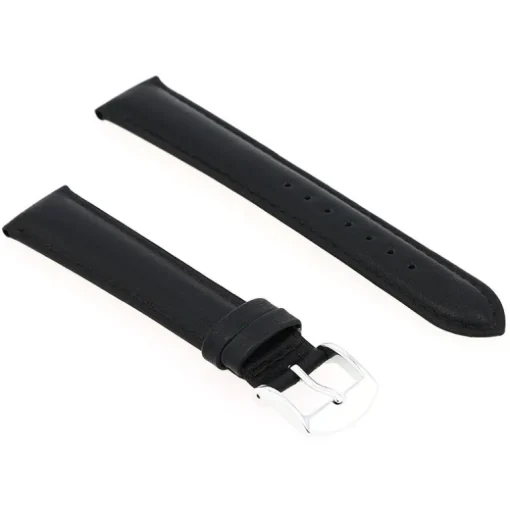 Bracelet Cuir Agneau SCREEN 18/16mm Noir Couture T/T Doublure Vachette nubuck