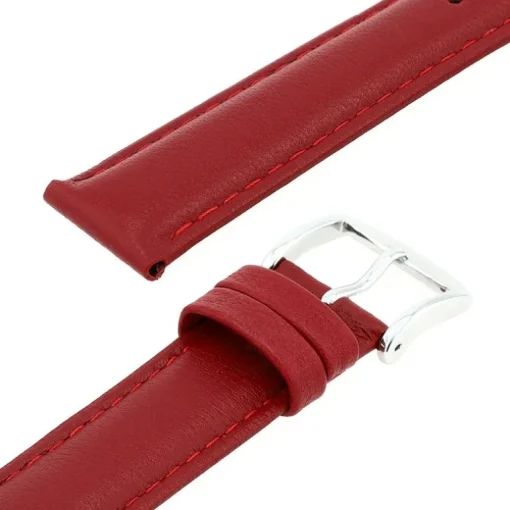 Bracelet Cuir Agneau SCREEN 18/16mm Rouge Couture T/T Doublure Vachette nubuck