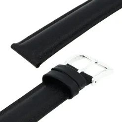 Bracelet Cuir Agneau SCREEN 18/16mm Noir Couture T/T Doublure Vachette nubuck