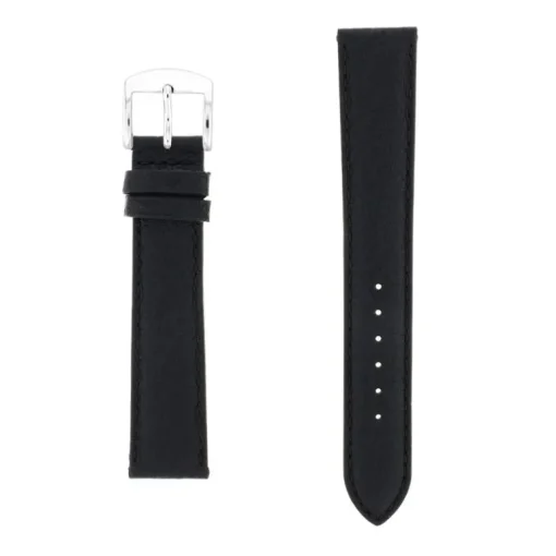 Bracelet Cuir Buffle Mat BUFFALO 18/16mm Noir Couture T/T Doublure Vachette logos