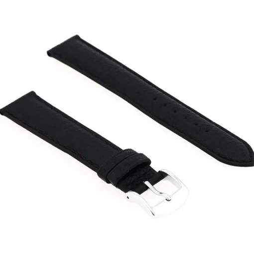 Bracelet Cuir Buffle Mat BUFFALO 18/16mm Noir Couture T/T Doublure Vachette logos