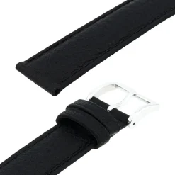 Bracelet Cuir Buffle Mat BUFFALO 18/16mm Noir Couture T/T Doublure Vachette logos