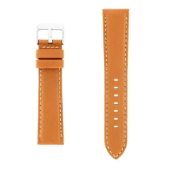 Bracelet Cuir Taureau Mat AVIATOR 20/18mm Miel Couture Sellier Ecru Doublure Veau déperlant