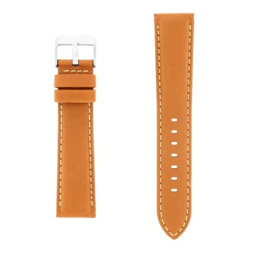 Bracelet Cuir Taureau Mat AVIATOR 20/18mm Miel Couture Sellier Ecru Doublure Veau déperlant